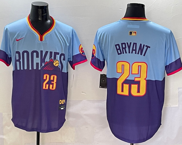 Men's Colorado Rockies Kris Bryant #23 Purple/Light Blue 2025 City Connect Limited Jersey