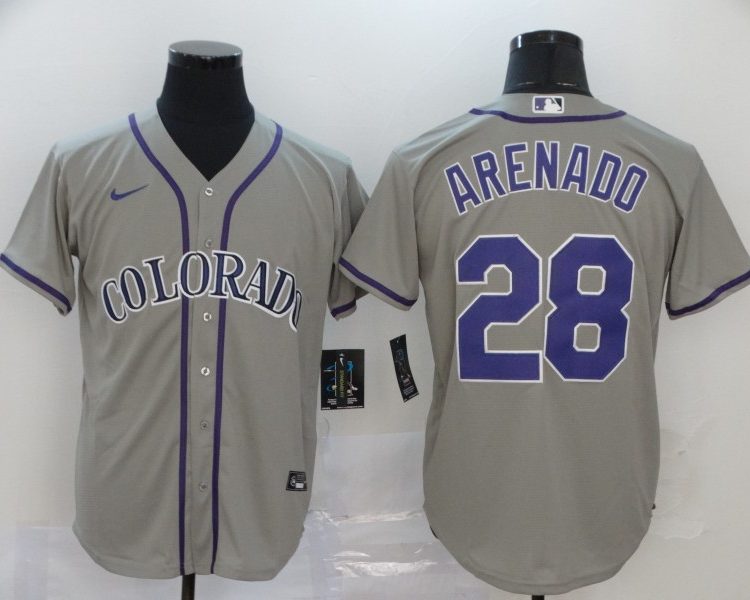 Men's Colorado Rockies Nolan Arenado #28 Gray Baseball Jersey