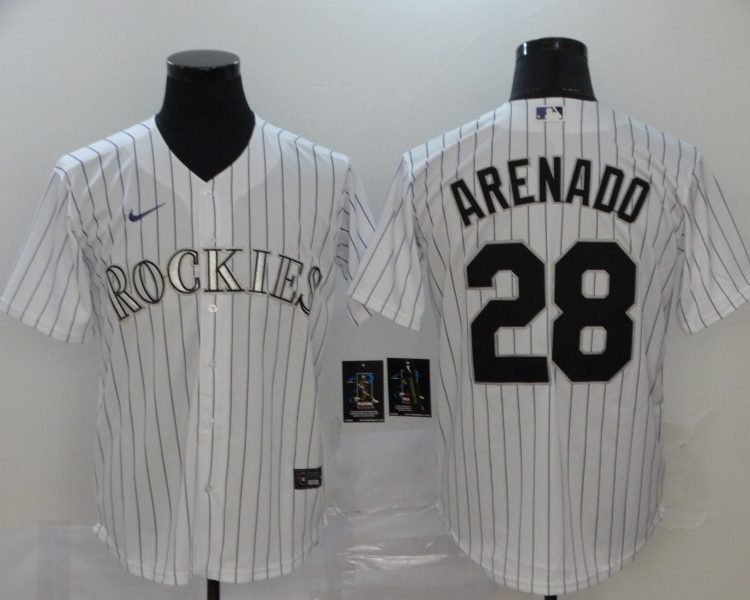 Men's Colorado Rockies Nolan Arenado #28 White Baseball Jersey