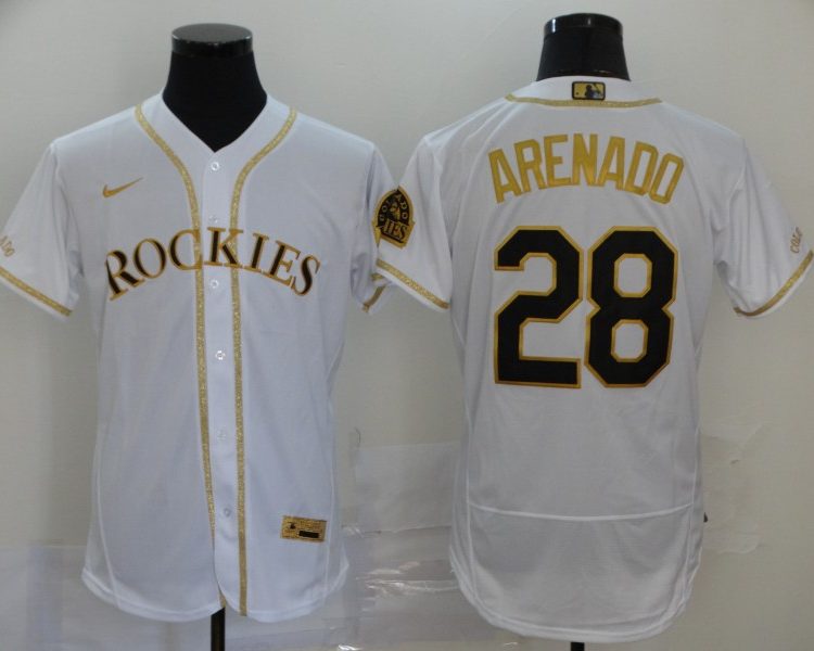 Men's Colorado Rockies Nolan Arenado #28 White Team Jersey