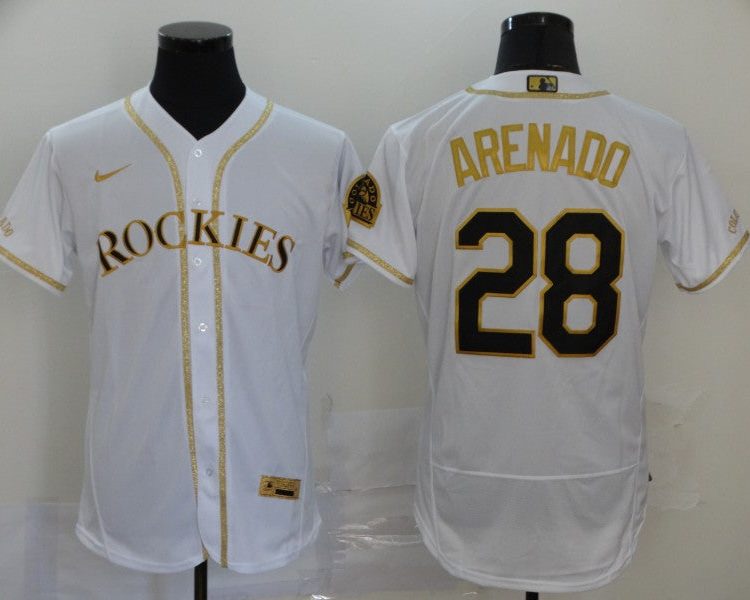 Men's Colorado Rockies Nolan Arenado #28 White Team Jersey