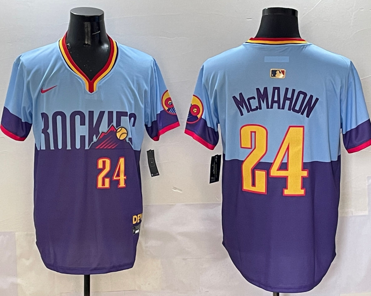 Men's Colorado Rockies Ryan McMahon #24 Purple/Light Blue 2025 City Connect Limited Jersey