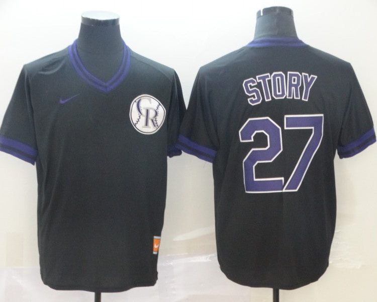 Men's Colorado Rockies Trevor Story #27 Black Baseball Jersey