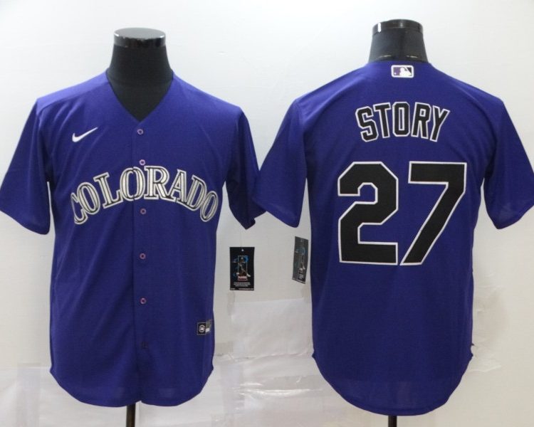 Men's Colorado Rockies Trevor Story #27 Purple Baseball Jersey
