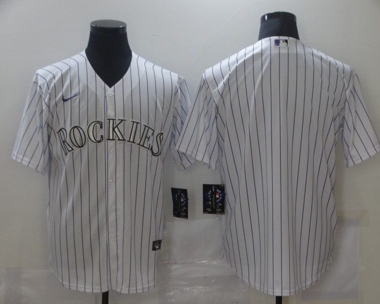 Men's Colorado Rockies White Home Blank Jersey