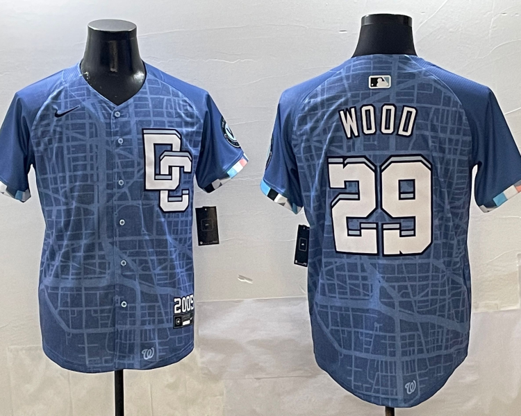 Men's Washington Nationals James Wood #29 Blue 2025 City Connect Limited Jersey
