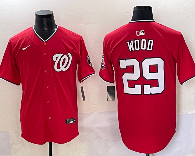 Men's Washington Nationals James Wood #29 Red Jersey
