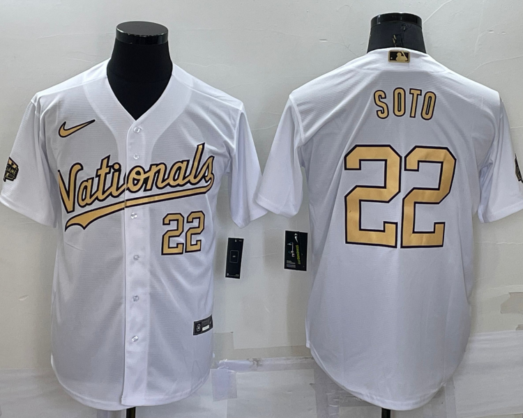 Men's Washington Nationals Juan Soto #22 White Stitched Jersey