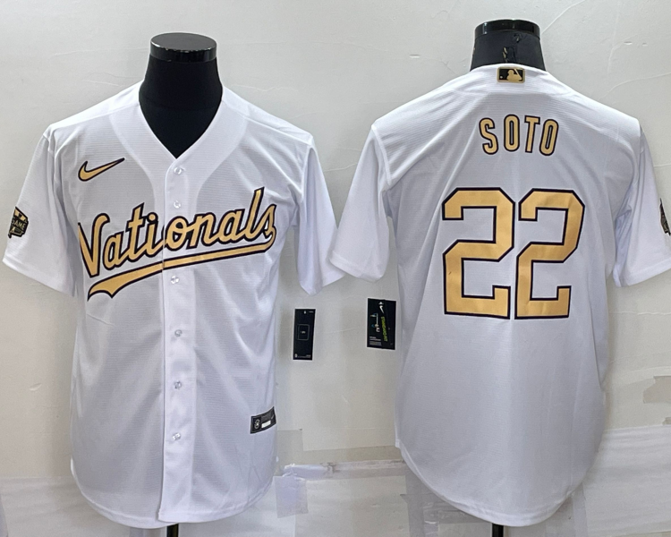 Men's Washington Nationals Juan Soto #22 White Stitched Jersey
