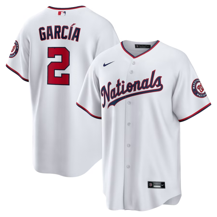 Men's Washington Nationals Luis Garcia #2 White Home Jersey