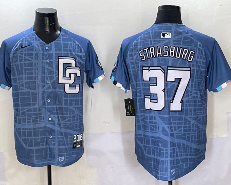 Men's Washington Nationals Stephen Strasburg #37 Blue 2025 City Connect Limited Jersey
