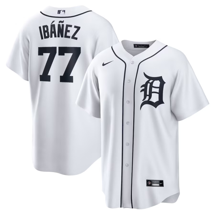 Men's Detroit Tigers Andy Ibanez #77 White Home Jersey