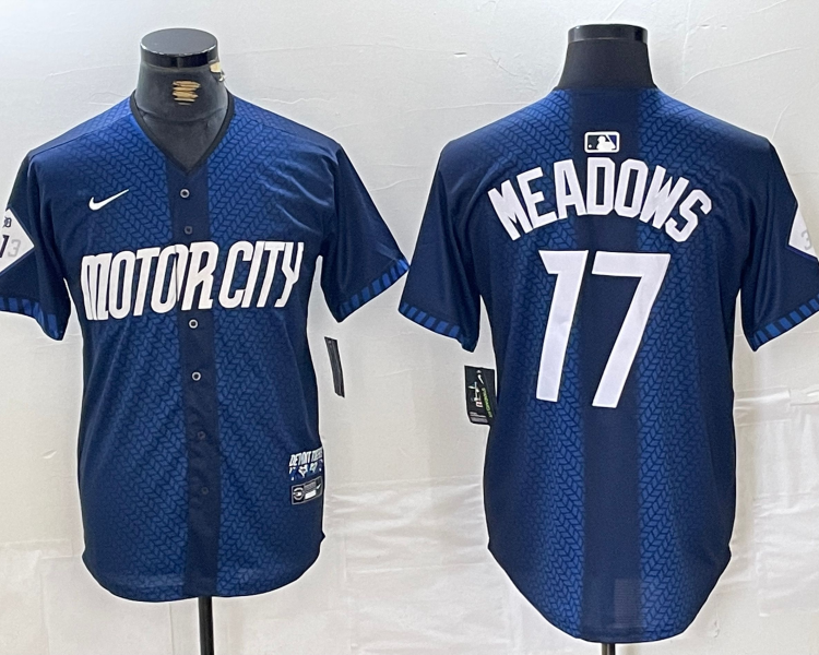 Men's Detroit Tigers Austin Meadows #17 Navy 2024 City Connect Limited Jersey