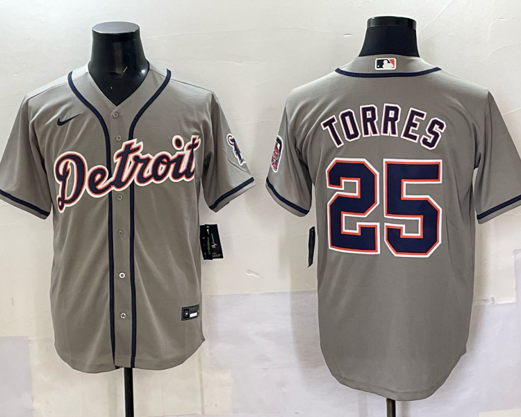 Men's Detroit Tigers Gleyber Torres #25 Gray Limited Jersey