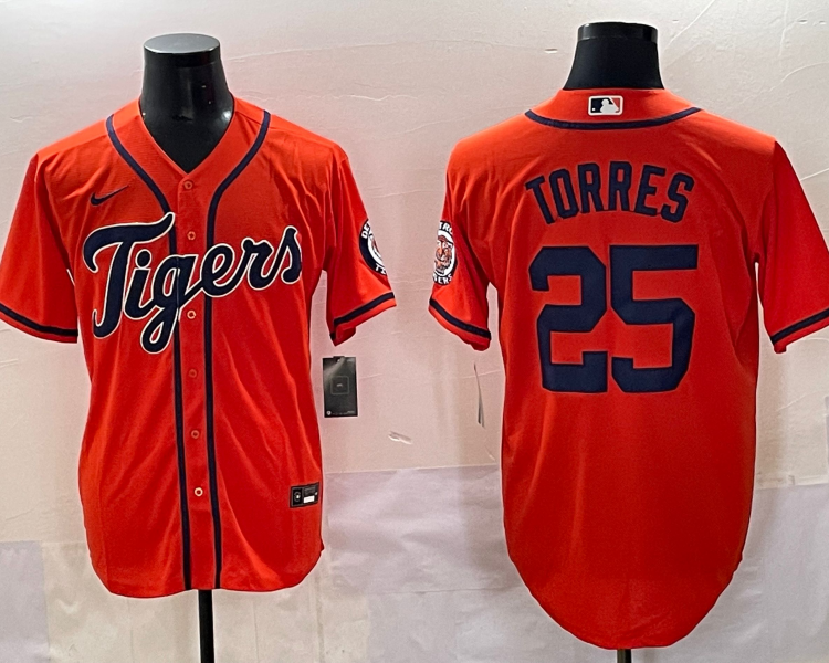 Men's Detroit Tigers Gleyber Torres #25 Orange Jersey