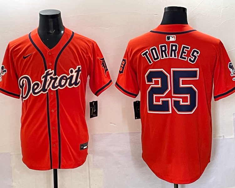 Men's Detroit Tigers Gleyber Torres #25 Orange Limited Jersey