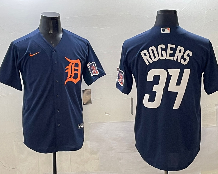 Men's Detroit Tigers Jake Rogers #34 Navy Jersey