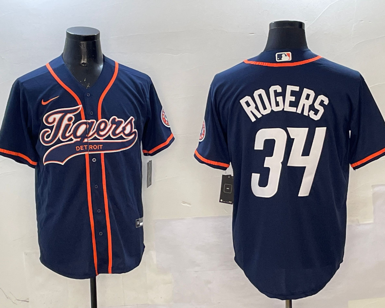 Men's Detroit Tigers Jake Rogers #34 Navy Jersey