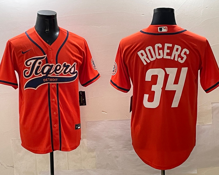 Men's Detroit Tigers Jake Rogers #34 Orange Jersey