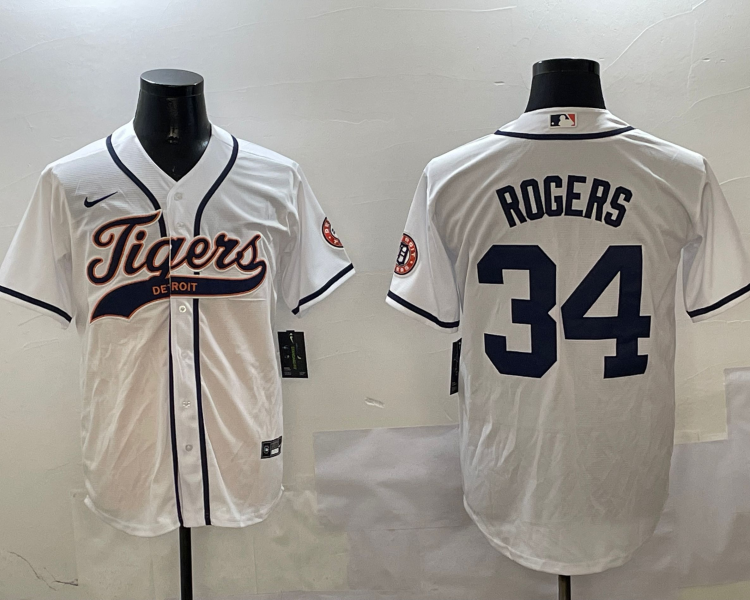Men's Detroit Tigers Jake Rogers #34 White Jersey