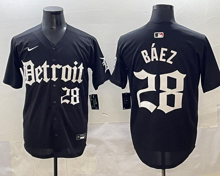 Men's Detroit Tigers Javier Baez #28 Black Jersey