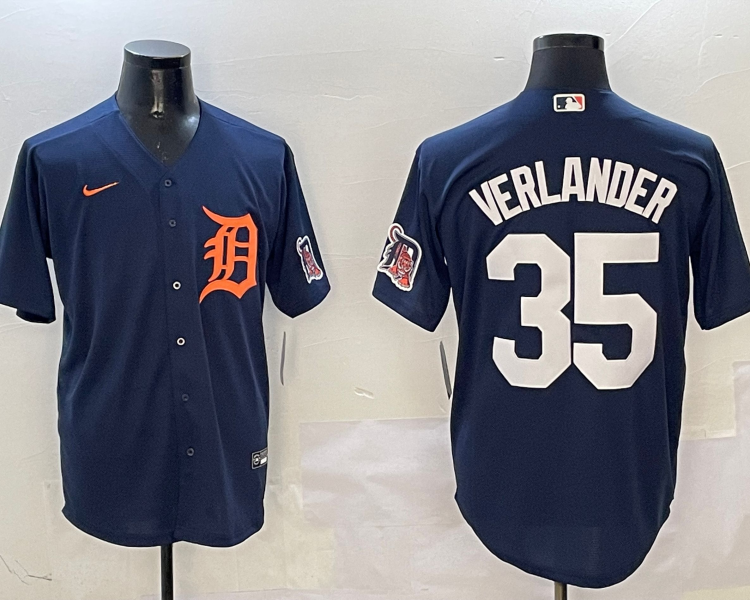 Men's Detroit Tigers Justin Verlander #35 Navy Limited Jersey