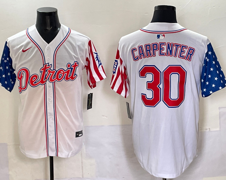 Men's Detroit Tigers Kerry Carpenter #30 White Limited Jersey