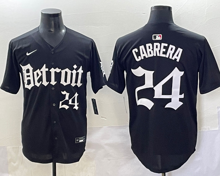 Men's Detroit Tigers Miguel Cabrera #24 Black Jersey
