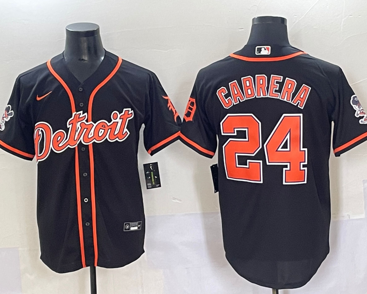 Men's Detroit Tigers Miguel Cabrera #24 Black Limited Jersey