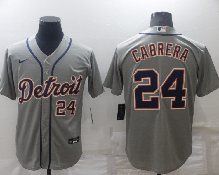 Men's Detroit Tigers Miguel Cabrera #24 Gray Jersey