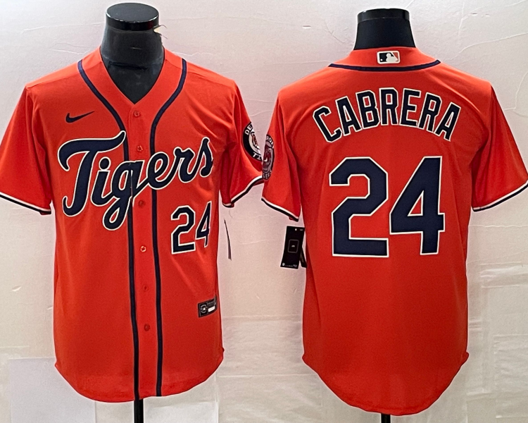 Men's Detroit Tigers Miguel Cabrera #24 Orange Baseball Jersey