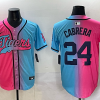 Men's Detroit Tigers Miguel Cabrera #24 Pink/Blue Jersey