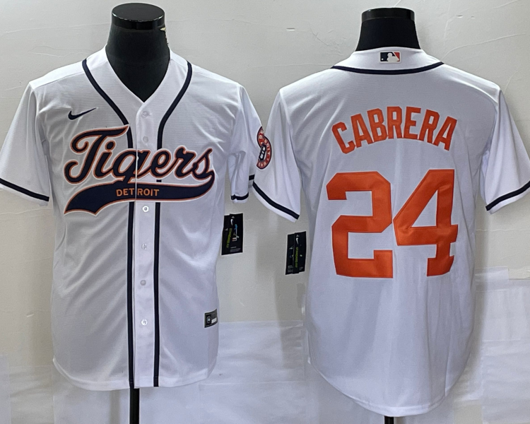 Men's Detroit Tigers Miguel Cabrera #24 White Jersey Joint Edition