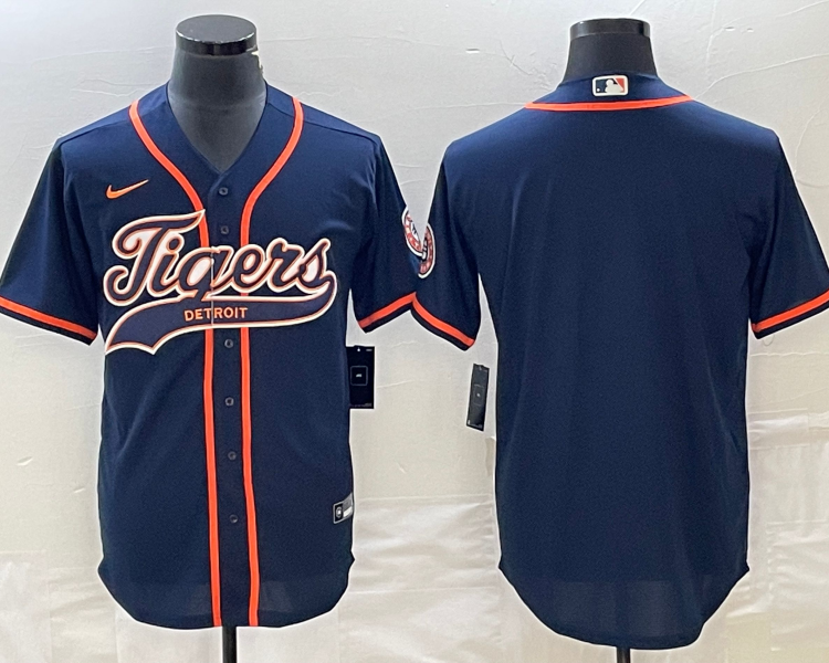 Men's Detroit Tigers Navy Blank Jersey Joint Edition