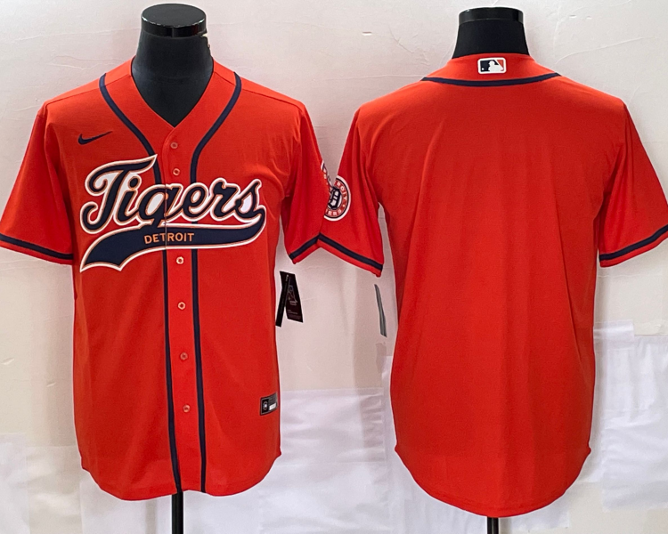 Men's Detroit Tigers Orange Blank Jersey Joint Edition