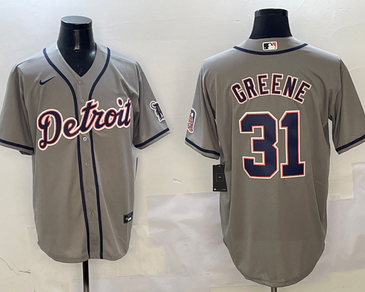 Men's Detroit Tigers Riley Greene #31 Gray Jersey