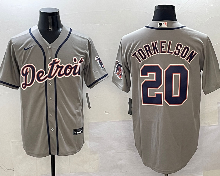 Men's Detroit Tigers Spencer Torkelson #20 Gray Jersey