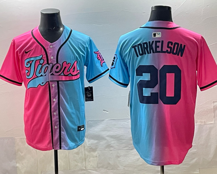 Men's Detroit Tigers Spencer Torkelson #20 Pink/Blue Jersey
