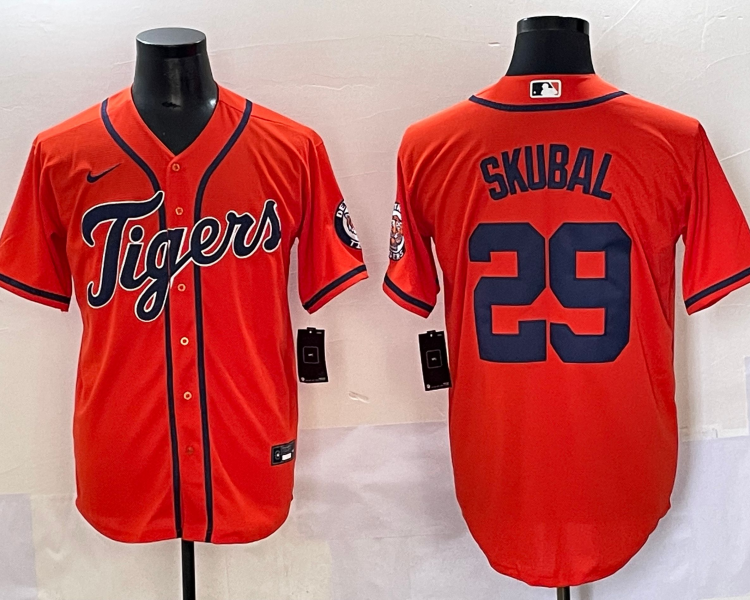 Men's Detroit Tigers Tarik Skubal #29 Orange Jersey