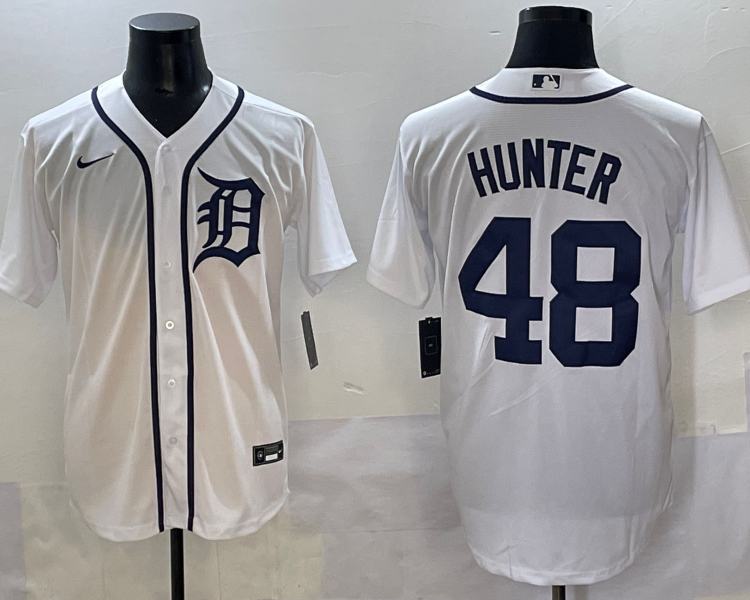 Men's Detroit Tigers Torii Hunter #48 White Home Limited Jersey