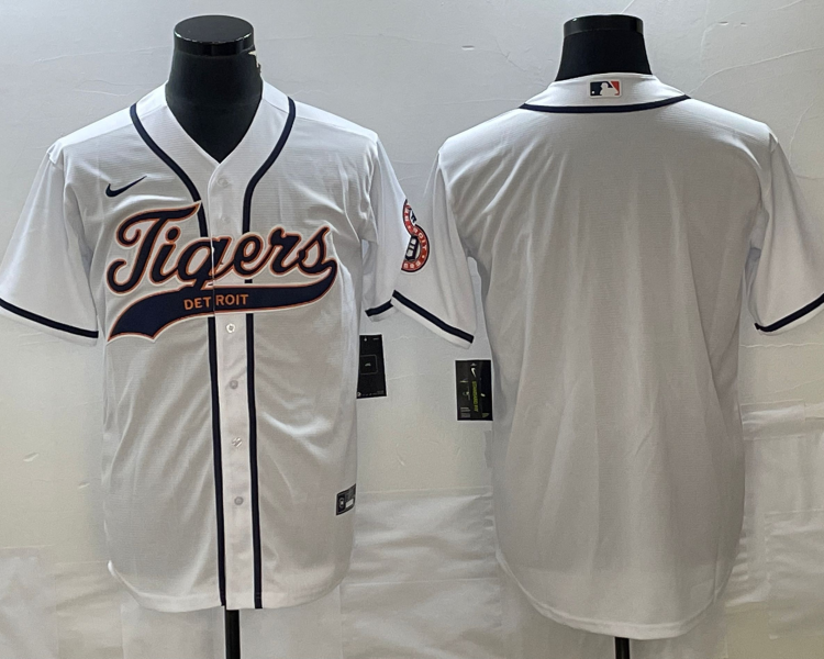 Men's Detroit Tigers White Blank Jersey Joint Edition