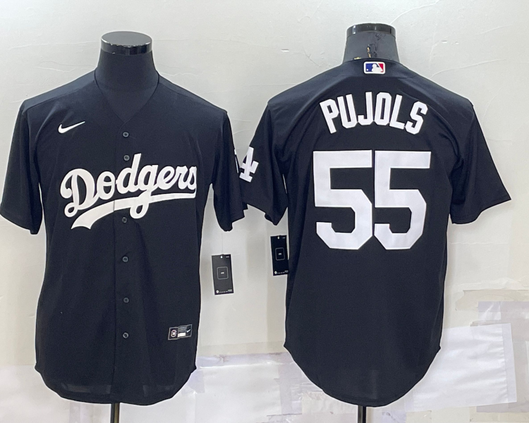 Men's Los Angeles Dodgers Albert Pujols #55 Black Baseball Jersey