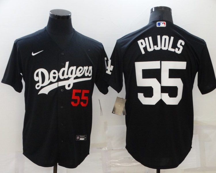 Men's Los Angeles Dodgers Albert Pujols #55 Black Jersey