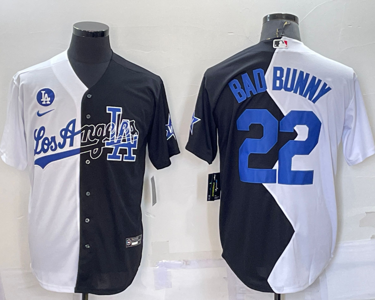 Men's Los Angeles Dodgers Bad Bunny #22 White/Black Baseball Jersey