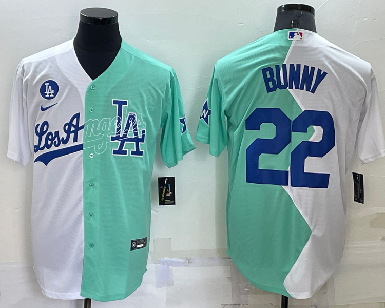 Men's Los Angeles Dodgers Bad Bunny #22 White/Green Alternate Jersey
