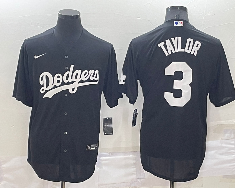 Men's Los Angeles Dodgers Chris Taylor #3 Black Baseball Jersey