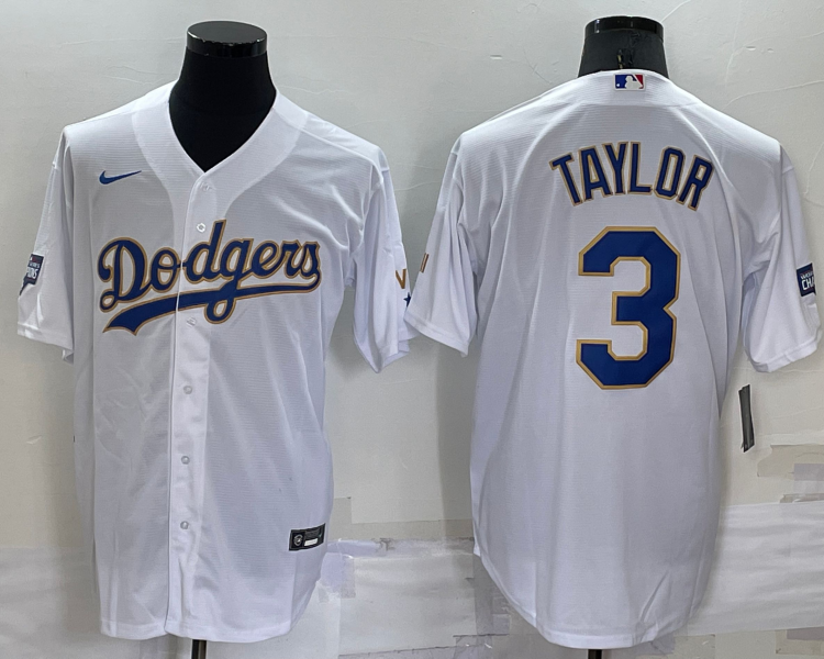 Men's Los Angeles Dodgers Chris Taylor #3 White Stitched Jersey