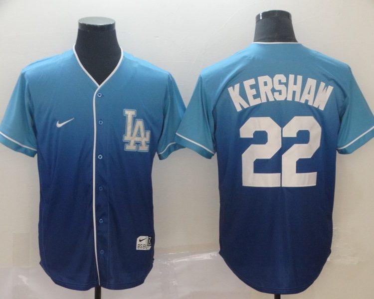 Men's Los Angeles Dodgers Clayton Kershaw #22 Blue Stitched Jersey