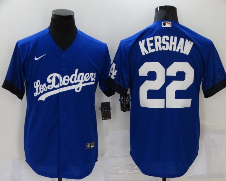 Men's Los Angeles Dodgers Clayton Kershaw #22 Blue Stitched Jersey