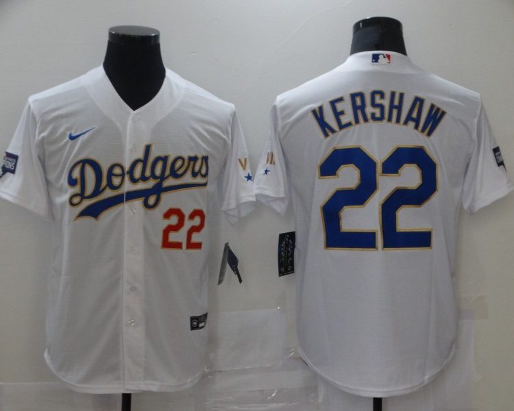 Men's Los Angeles Dodgers Clayton Kershaw #22 White Stitched Jersey